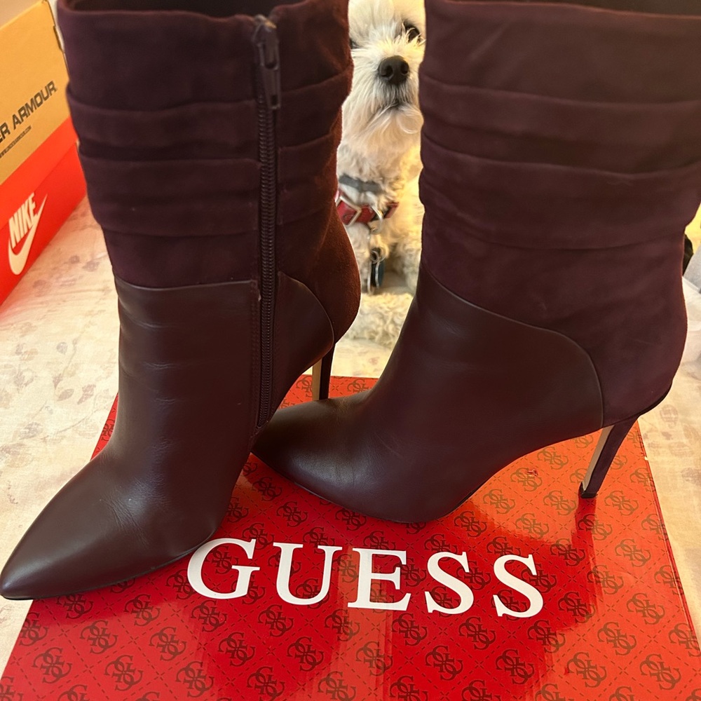 GUESS Women's Dark Burgundy Heeled Boots
